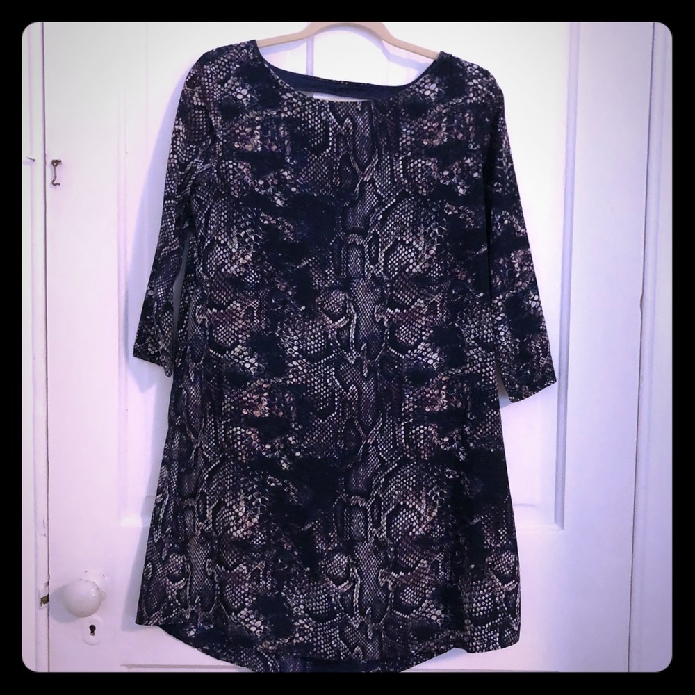 Purple Snake Print Swing Dress w/ open back